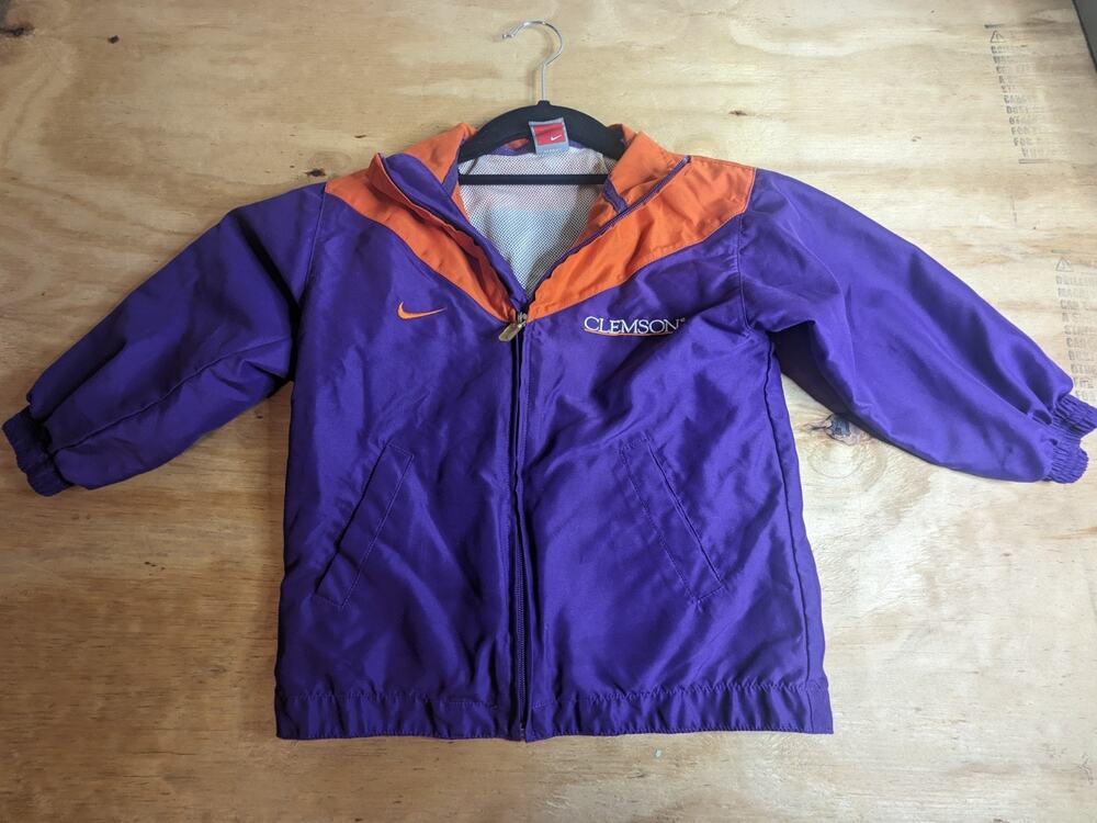 Nike Team Clemson Tigers Boys Orange Purple Pullover Windbreaker Jacket Small 4